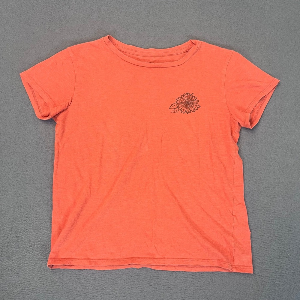 Billabong Womens XS Orange Sunflower Graphic Slub 100% Cotton T-Shirt Floral Y2K